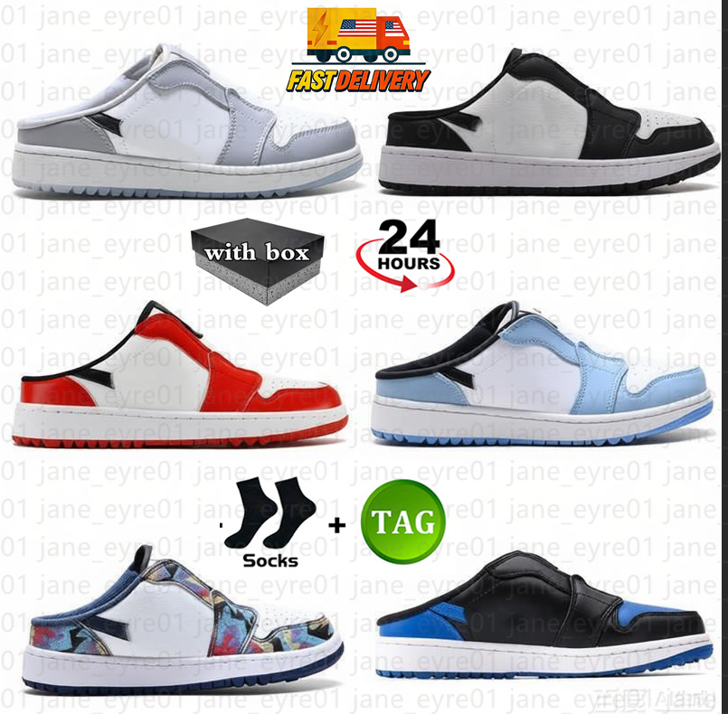 Designer 1 1s Low Mule Golf Bred Wolf Grey low basketball Unisex Slippers Running Shoes Midnight Navy Men Flip Flops Women Casual Shoes