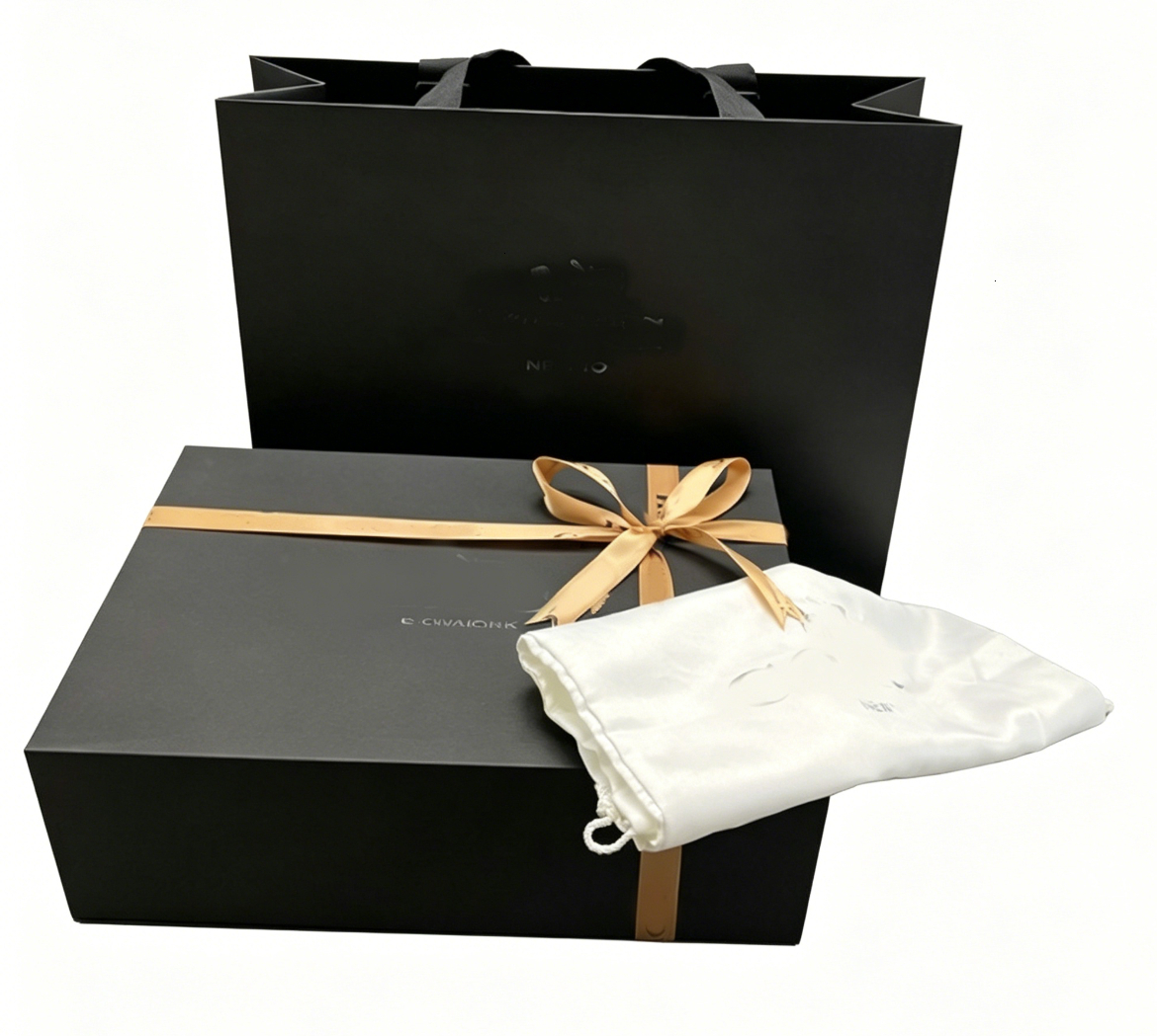 Deluxe Ready Stock Gift Box Pack Pre Folded Black Packaging Box With Organizer Bags Stylish Case For Wallet Belt Scarf Wedding Holiday Gift Package