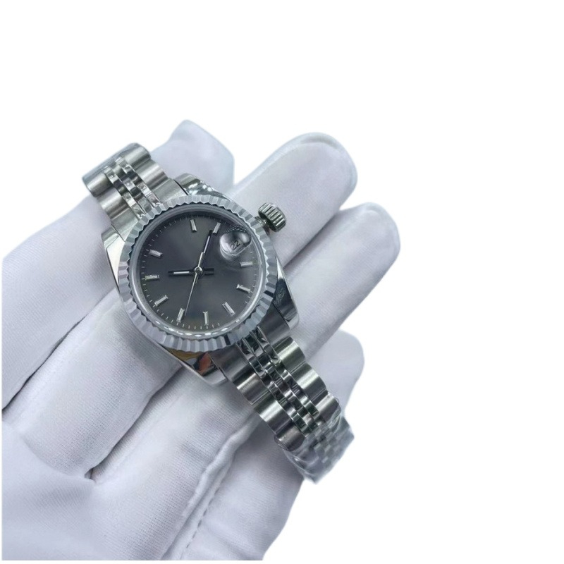 Montres de luxe pour femmes 28 mm Or rose Cadran violet Lunette en diamant Bracelet en acier inoxydable Asie 2813 Automatique Mécanique À remonta