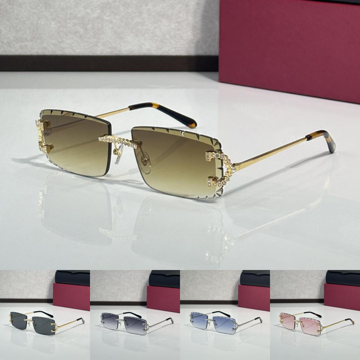 Vintage Sunglasses for Women Designer Glasses Men diamond Cut Carved lens UV400 Unisex Rimless White Inside Black Buffalo Horn Sun glasses Wholesale