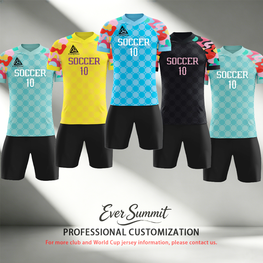 Ensemble de maillot de football personnalisé pour hommes jaune avec manches graffiti colorées uniforme de football avec short nom personnalisé nu