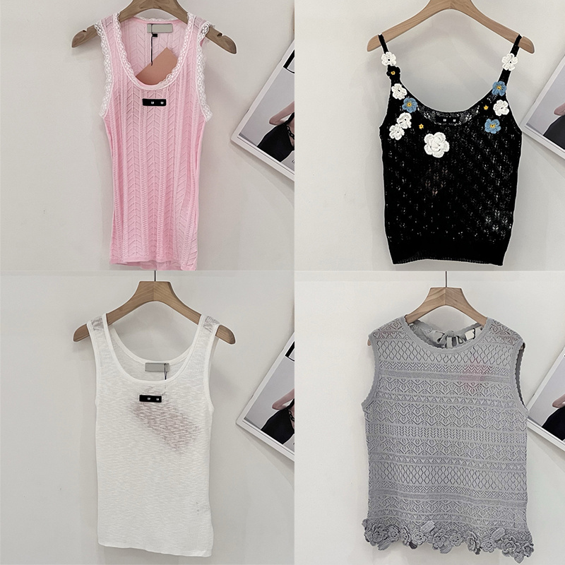ladies sleeveless Women Outerwear Tank Top Women Designer Knit Tanktop Summer T Shirt Sleeveless Womens Fashion Lace Knitted Tanktops Multiple Style