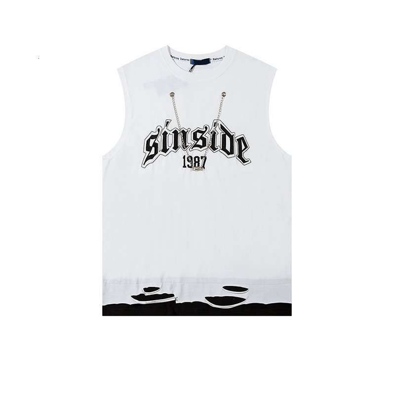 YPRS Mens Clothing 2023 Summer New Trendy Brand Dark Style Fashion Dance Hip-Hop Distressed Tank Top Sleeveless Vest men240806