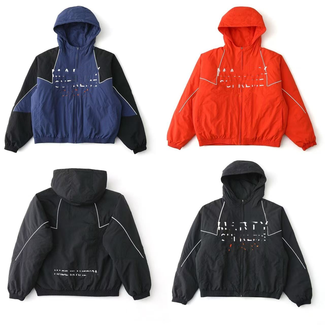S Veste à capuche matelassée en coton co-brandé de haute qualité avec petit logo sur la poitrine, lettres et motif étoile