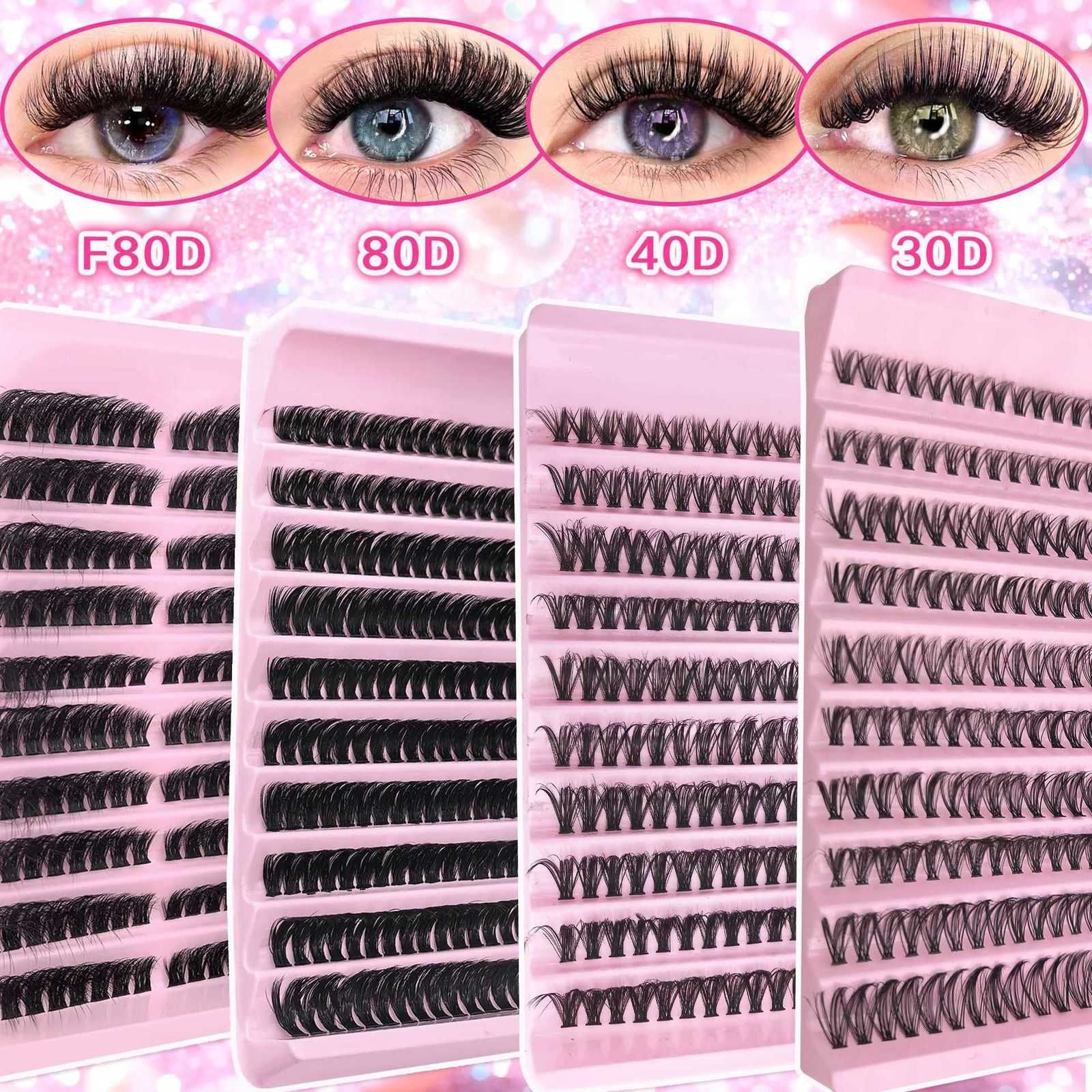 304080D European-style false eyelashes - 10-row thick and dense mixed pack segmented eyelashesT251223-image-1089454599