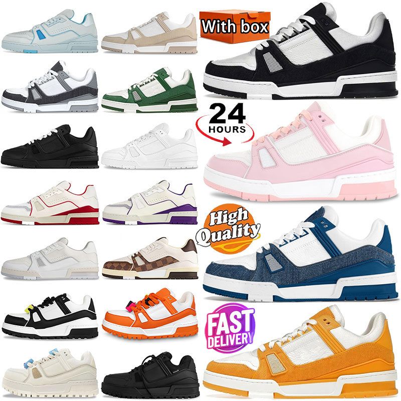 Designer Shoes Virgil Skate Trainer Sneakers Men Women Dress Shoes Embossed Skates Flower Calfskin Leather Denim Luxury Letter Dermis Low Platform M