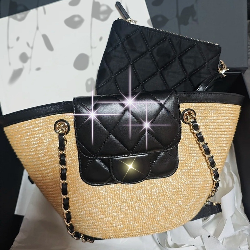 Designer Grass woven shopping bag high-quality lightweight beach bag large shopping bag for women shoulder bag with exquisite gift box