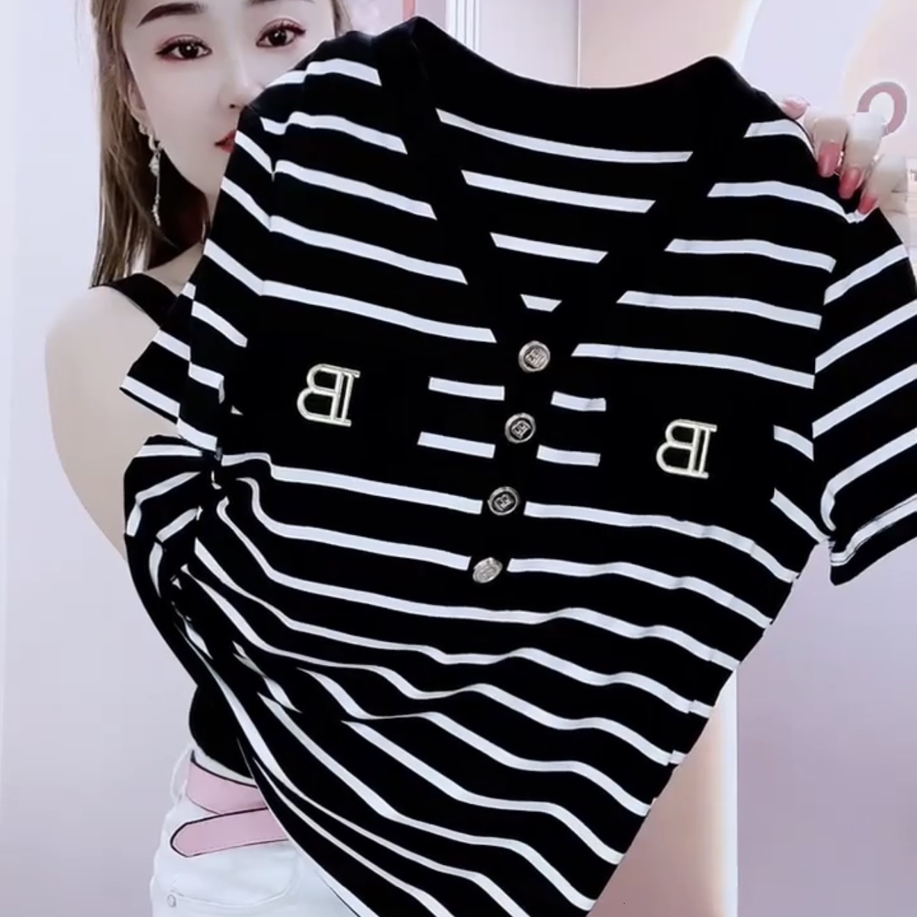 Striped Oversized Fit Size 2026 Plus Summer Loose Lightweight Versatile Breathable Trendy Designer T Shirt for Women Short Sleeve Soft Casual Urban