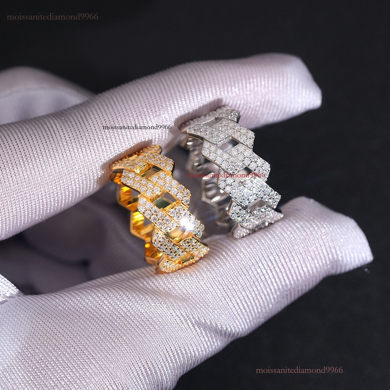 89 45 Moissanite Ringfashion New Design Gold And Silver Silicon Stone Ring Full GRA Certificate Passed Diamond Tester Hip Hop Style
