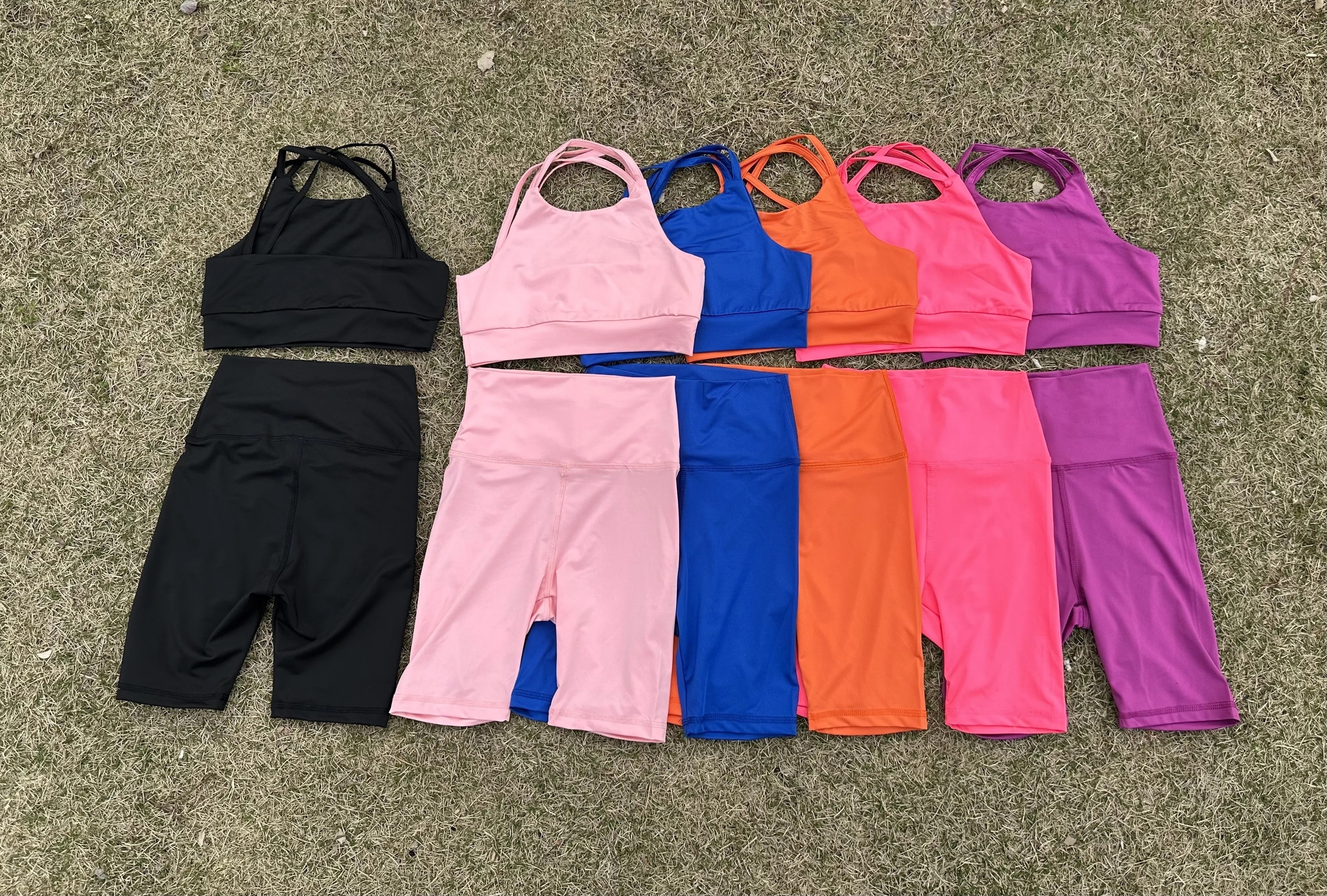 UU-L2238 Summer Kids Yoga Bra And Yoga Shorts Outfits Girls Sportswear Fitness Wear Short Pants Girls Running Elastic Yoga Set-image-963998535
