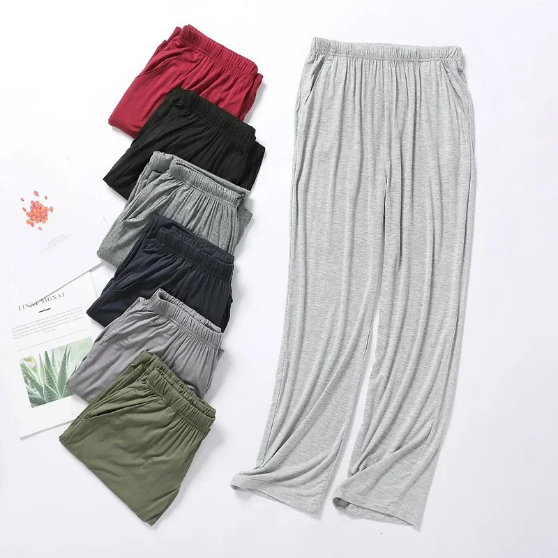 Modal Pajama Pants Thin Mens Spring and Summer Homewear Long Trousers Mens Home Pants Large Size Mosquito-Proof Sleep Pants 260521BJ