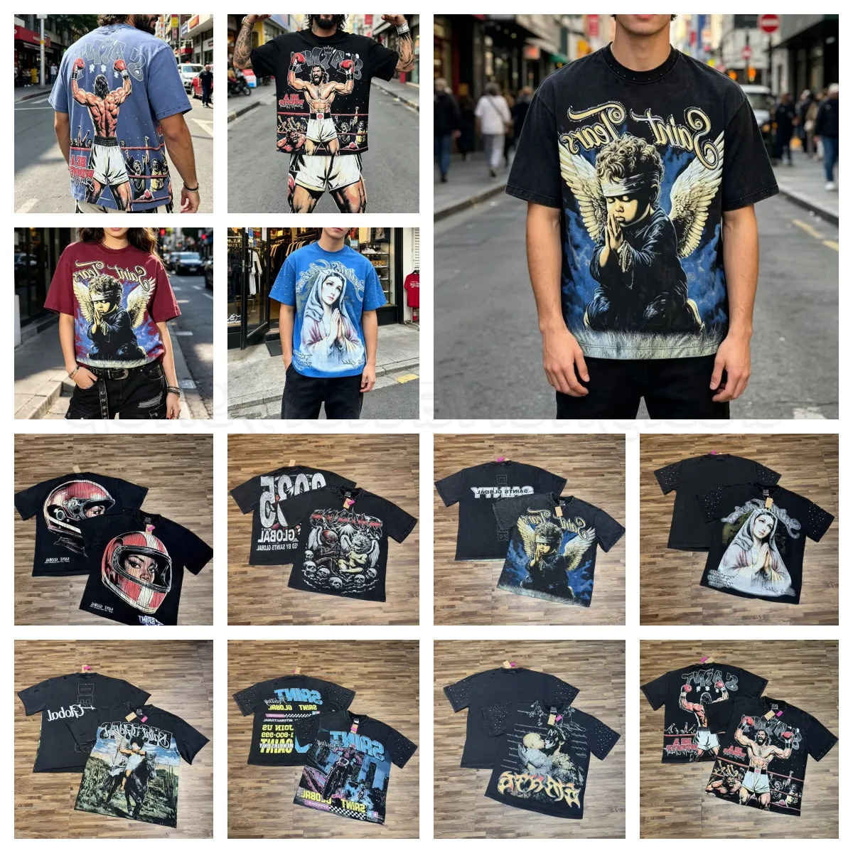 Saint Vanity Shirt Saint Global Shirt Mens Tshirts Designer Collection 26Ss Summer High Quality Cotton Washed Vanityv Short-Sleeves ed