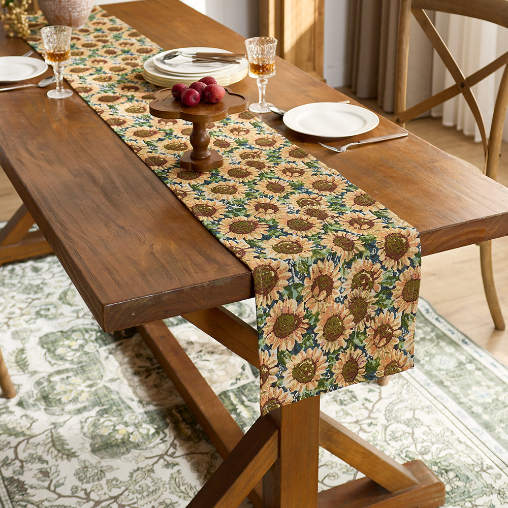 American-style jacquard table runner, retro country style TV cabinet drawer, coffee table decorative cloth, long tablecloth.Z8PP01-image-1107239567