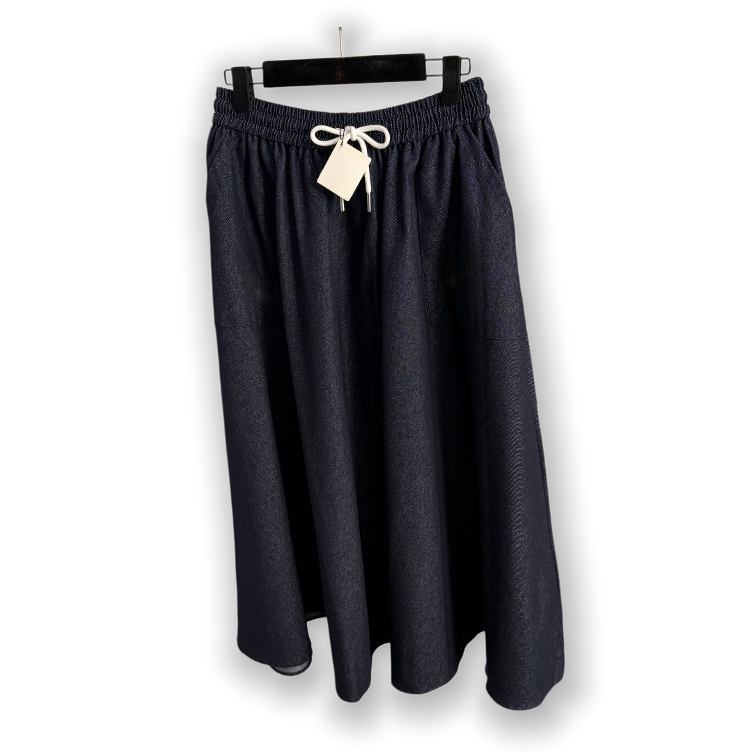 Women's Stretchy Denim A-Line Skirt Featuring Gradient Butterfly Knot Design-2-image-1107214915