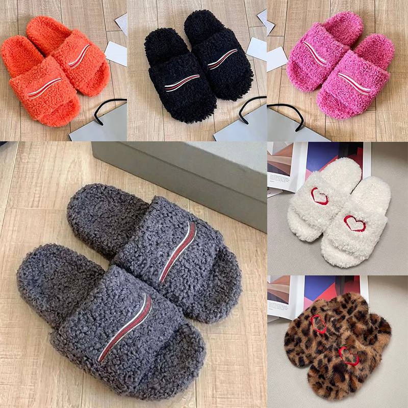 Designer Slides Luxury Mens Womens Ladies Wool Winter Fur Warm Letters Sandals Indoor Outdoor pool beach Flip Flop Slipper size 36-46