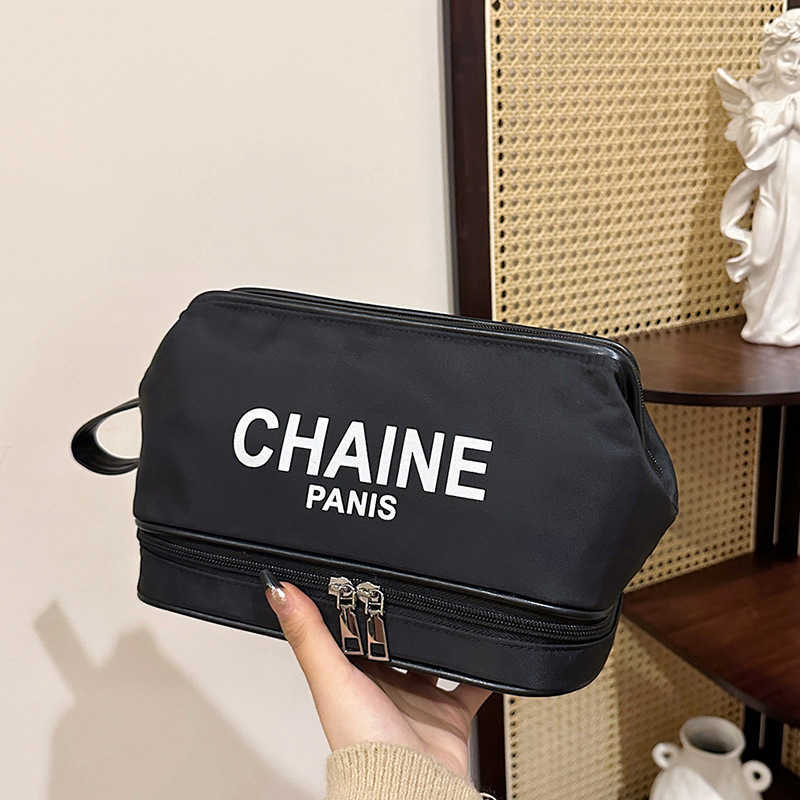 Handbags Unique Letter-print Portable High-end Large-capacity Double-layer Toiletry And Cosmetics Storage Tote Luxury Hand Bags