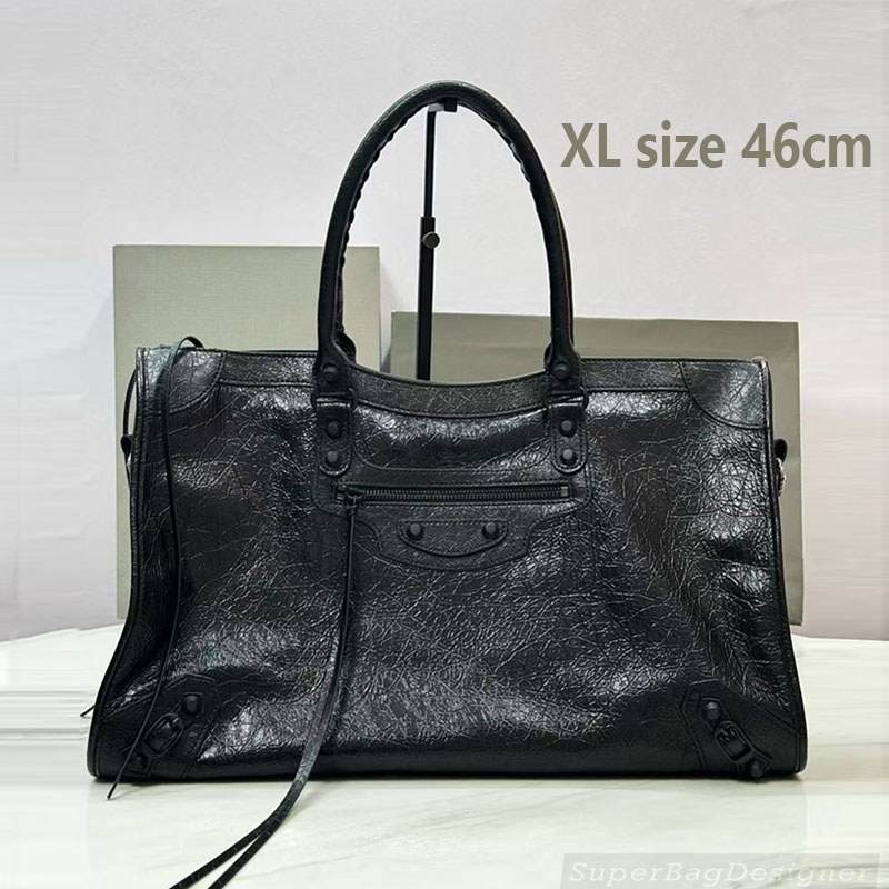 Extra Large XL Le city cagole tote bag Motorcycle shoulder men bag Vintage luxury designers genuine leather with brass hardware men purse 46cm