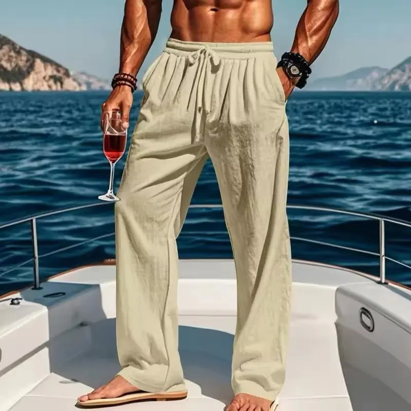 Spring/Summer Mens Cotton Linen Pants Summer Fashion Casual Solid Color Loose Plus Size M-4XL 260521BJ