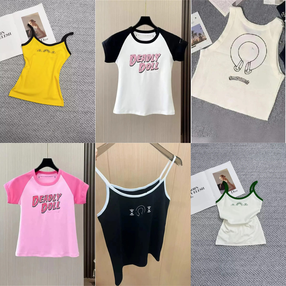 Designer Chrome Womens Tank Top Fashion Chrome tank Sanskrit Print luxury Cross Chrome Dress shirts Embellished Sleeveless Fitted Streetwear001 6f