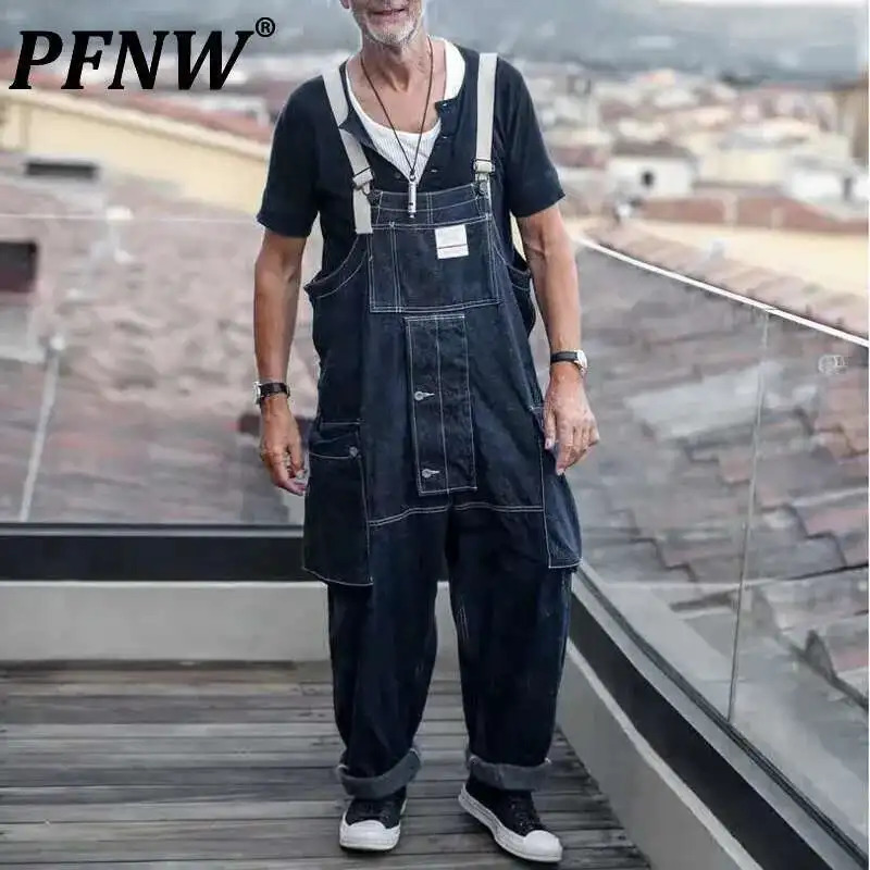 PFNW American Vintage Workwear Jumpsuit Mens Washed Suspenders Denim One-piece Pants Pops Loose Casual Overalls 28W5635 260521BJ