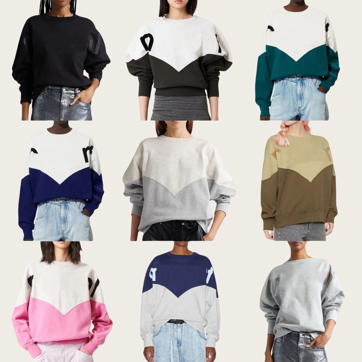High Quality Designer Cotton Sweatshirts Round Neck Women Fashion Pullover Jumpers Comfy Hoodies-image-820032971