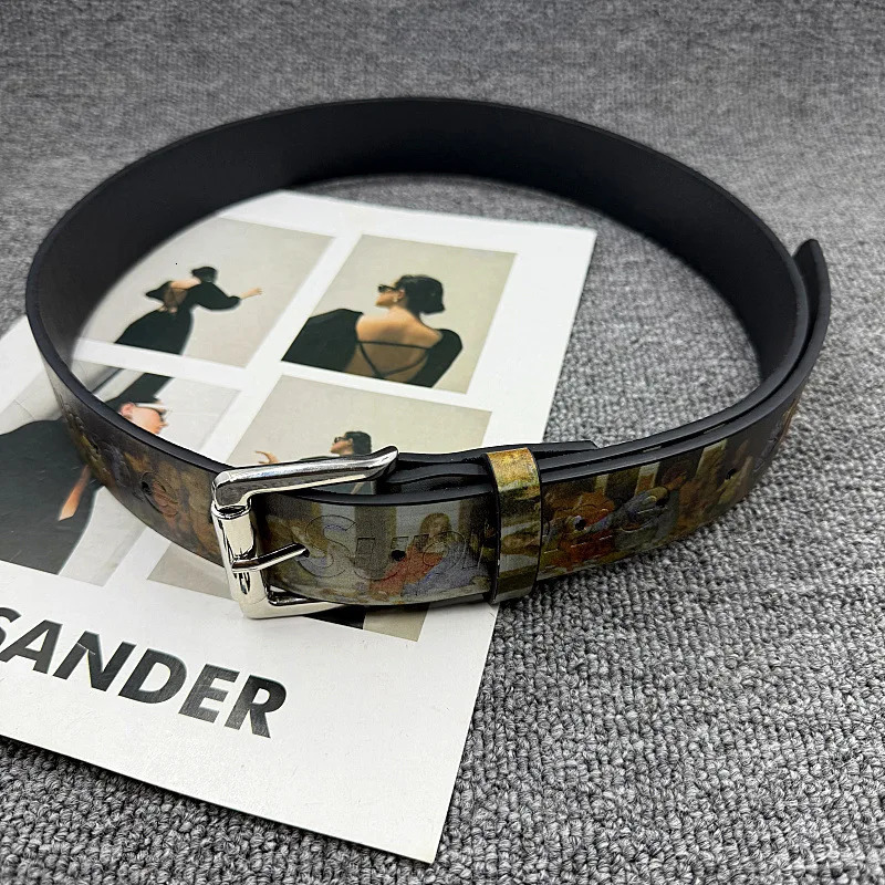2026 Gothic Y2K Trendy PU Leather Belt with The Last Supper Painting Vintage Unisex Fashion Accessory Waist Belt Jeans Waistband 260522