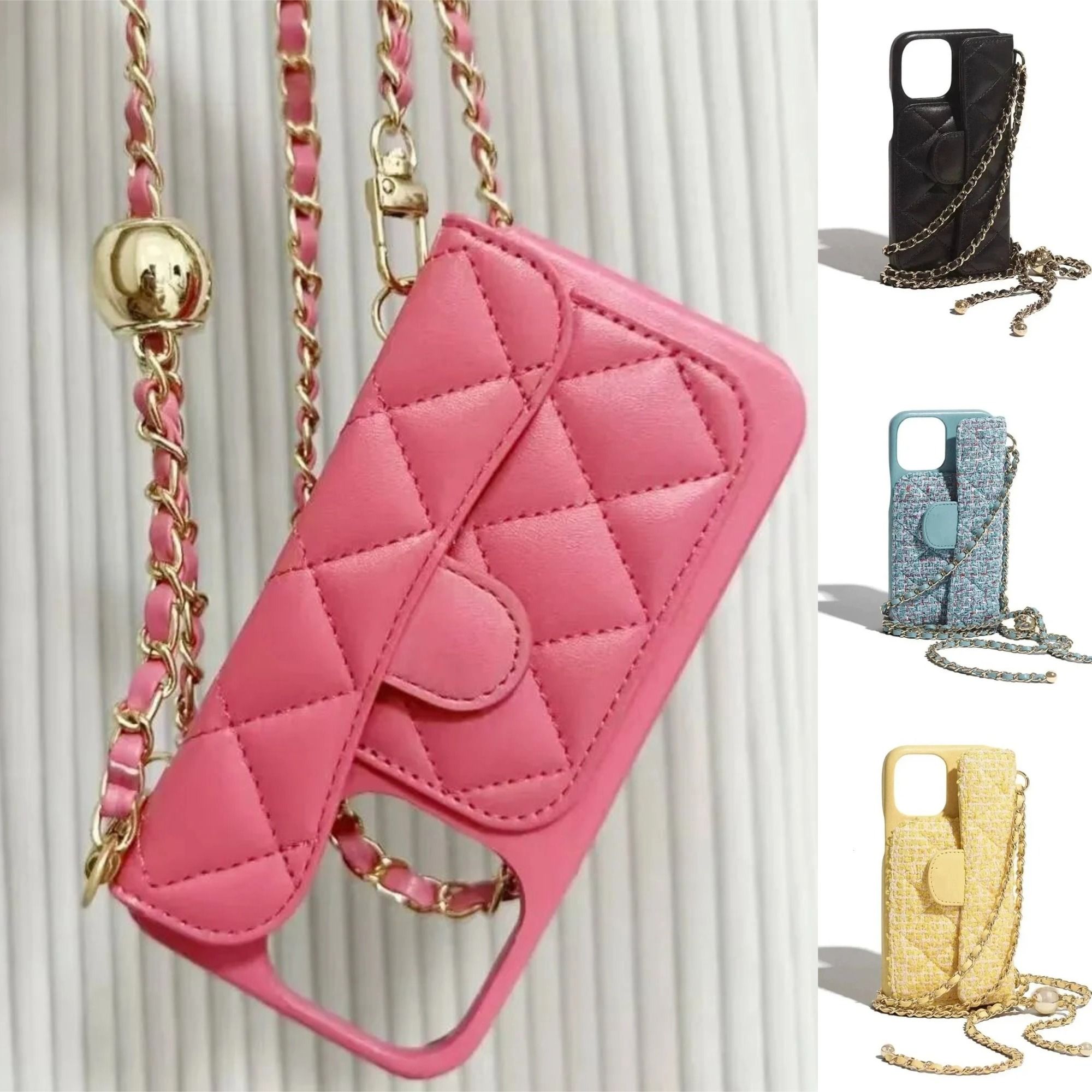 Fashion Chain Crossbody Wallet Phone Case Card Holder Cover For iPhone 17 16 15 14 Pro Max-image-1107258213