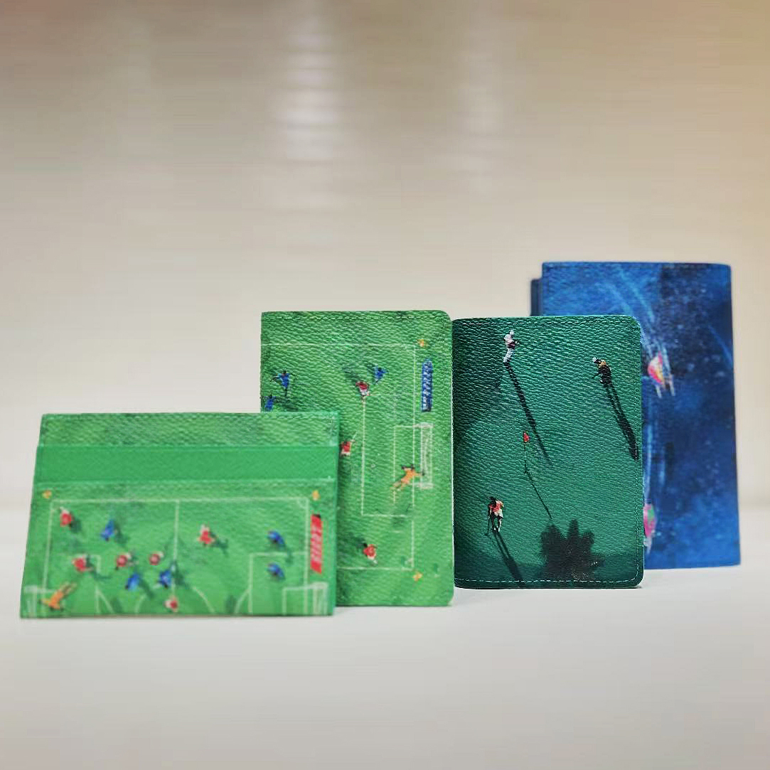 Designer Soccer Players Wallet Pocket Organizer Slender Golf Card Holder Wallet Women Coin Purses Card Holder Genuine Leather Passport Cover Father