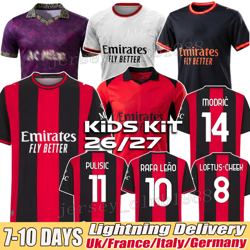 ac milano jersey 25 26 Modric Rafael Leao Maignan Luka Jovic Kyle Walker Fikayo Tomori Christian Pulisic red home Soccer Jerseys kid kit jersey 2-image-934325451