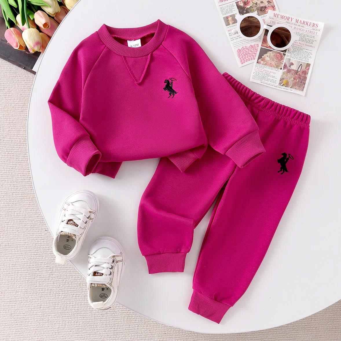 Tenue pour petites filles de 1 à 4 ans, vêtements pour bébé fille, printemps automne, couleur unie, décontracté, col rond, manches longues, pull