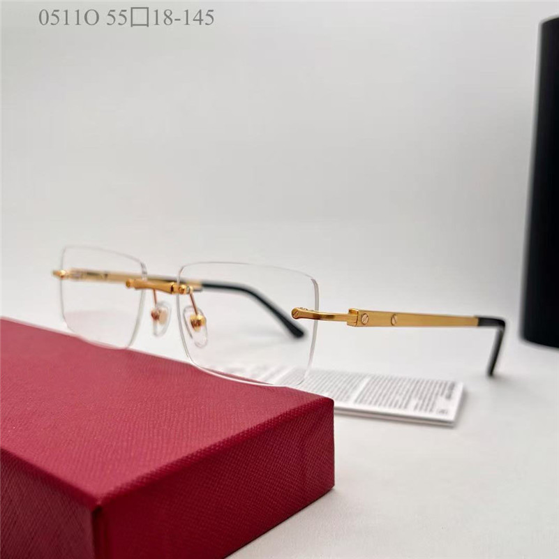 New fashion design square rimless optical glasses 0511 metal temples simple and popular style versatile shape eyewear can be prescription clear lens