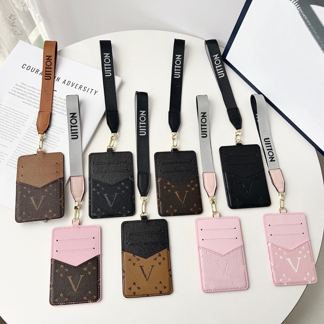 Designer Keychain For Women Monogram Bag Charm Keyring Fashion Mens Key Chain PU Leather Neck Strap Badge Card Holder Keychains Luxury Mini Bag Pend