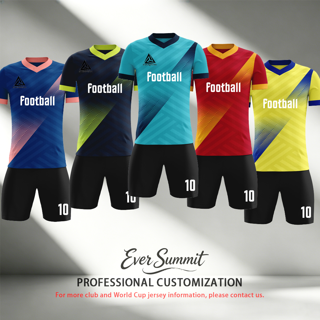 Conjunto de camiseta de fútbol diagonal con gradiente personalizado para hombre, uniforme de fútbol de secado rápido con pantalones cortos, logotipo
