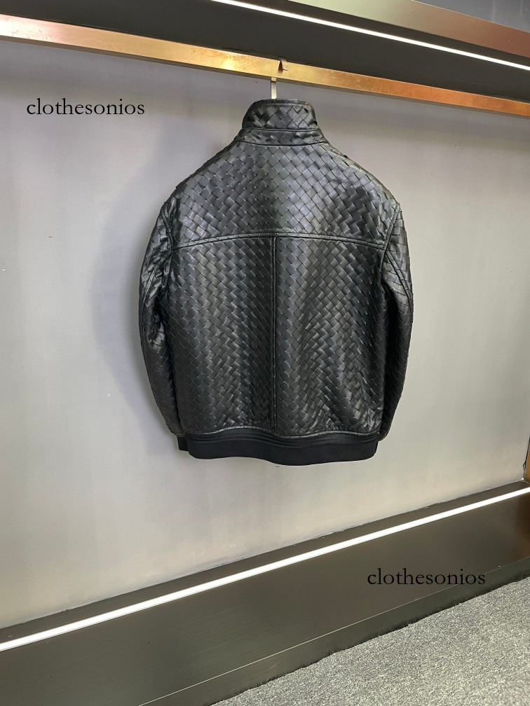 Leather Hand-Woven Men's Sheepskin Jacket Loose Stand Collar Design Versatile M260811