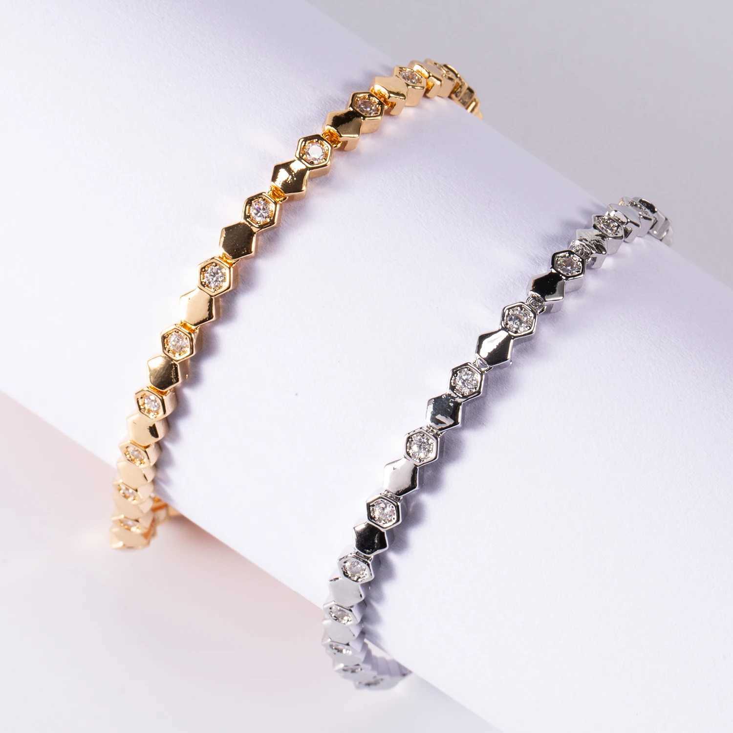 Chain Bracelet High Quality Stainless Steel Bracelet Honeycomb cable Hexagon Geometric Aesthetics Bangle For Women Summer Jewelry Link