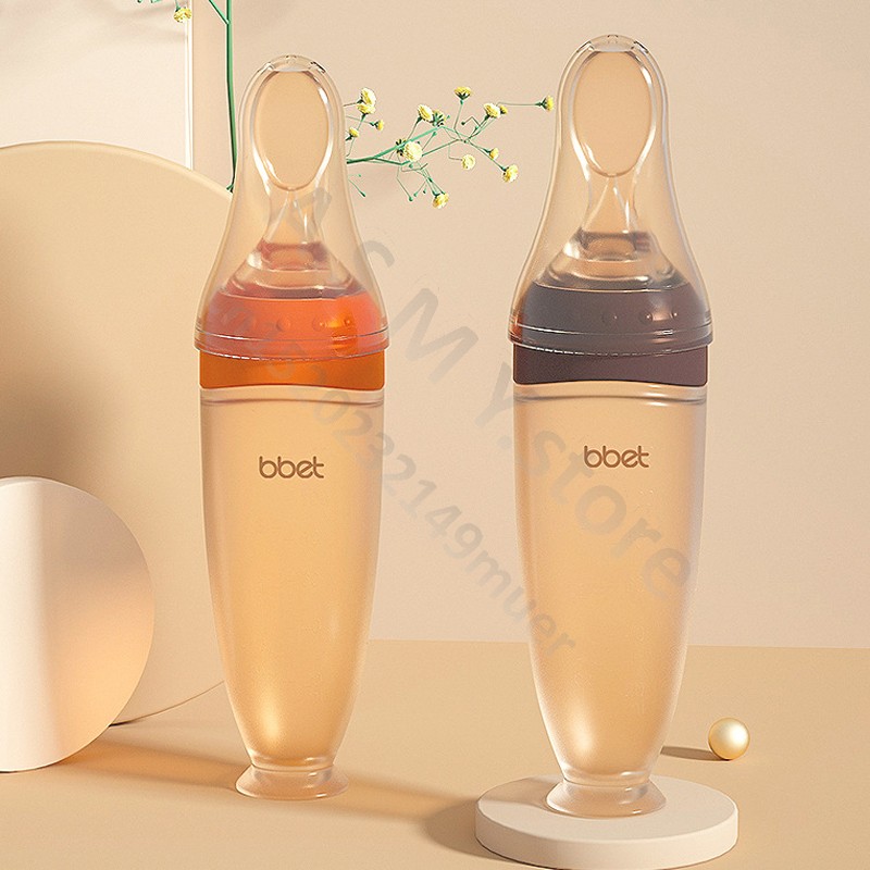 BBET Squeezing Feeding Bottle Silicone Newborn Baby Training Rice Spoon Infant Cerea Food Supplement Feeder Safe Tableware-image-1107175037