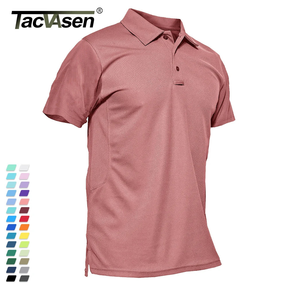 TACVASEN Summer Colorful Fashion Polo Tee Shirts Mens Short Sleeve T-shirt Quick Dry Army Team Work Green T-Shirt Tops Clothing 260522BJ