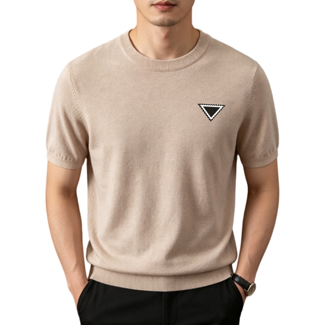 Men's Knitted T-Shirts Summer Knit Short Sleeve O-neck Breathable Thin T Shirts Designer Tee Solid Color Tops