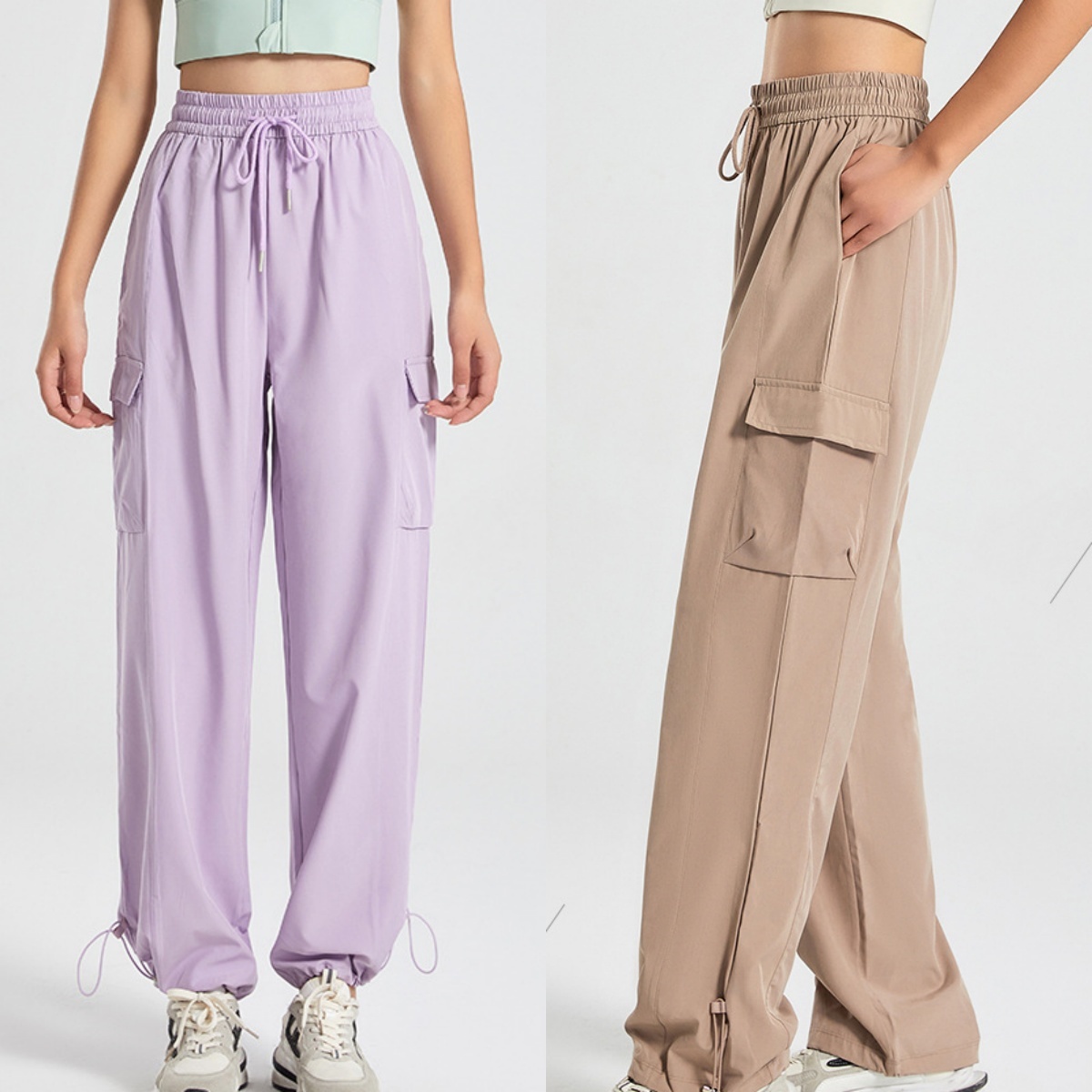 UU-2144 Women Fitness Overalls New Autumn High Waist Thin Wide Leg Pants Casual Quick Drying Sports Pants-image-944456160