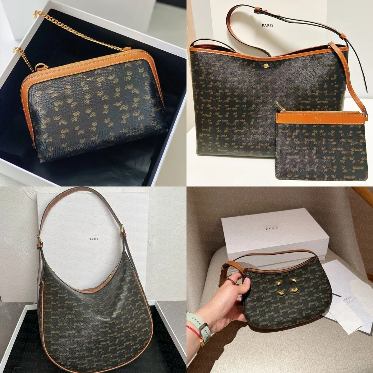 Brown Presbyopia Sacs sous les bras pour femmes Grand petit sac à bandoulière Sac à bandoulière Sac à main en cuir de luxe Croissant Sac à main à