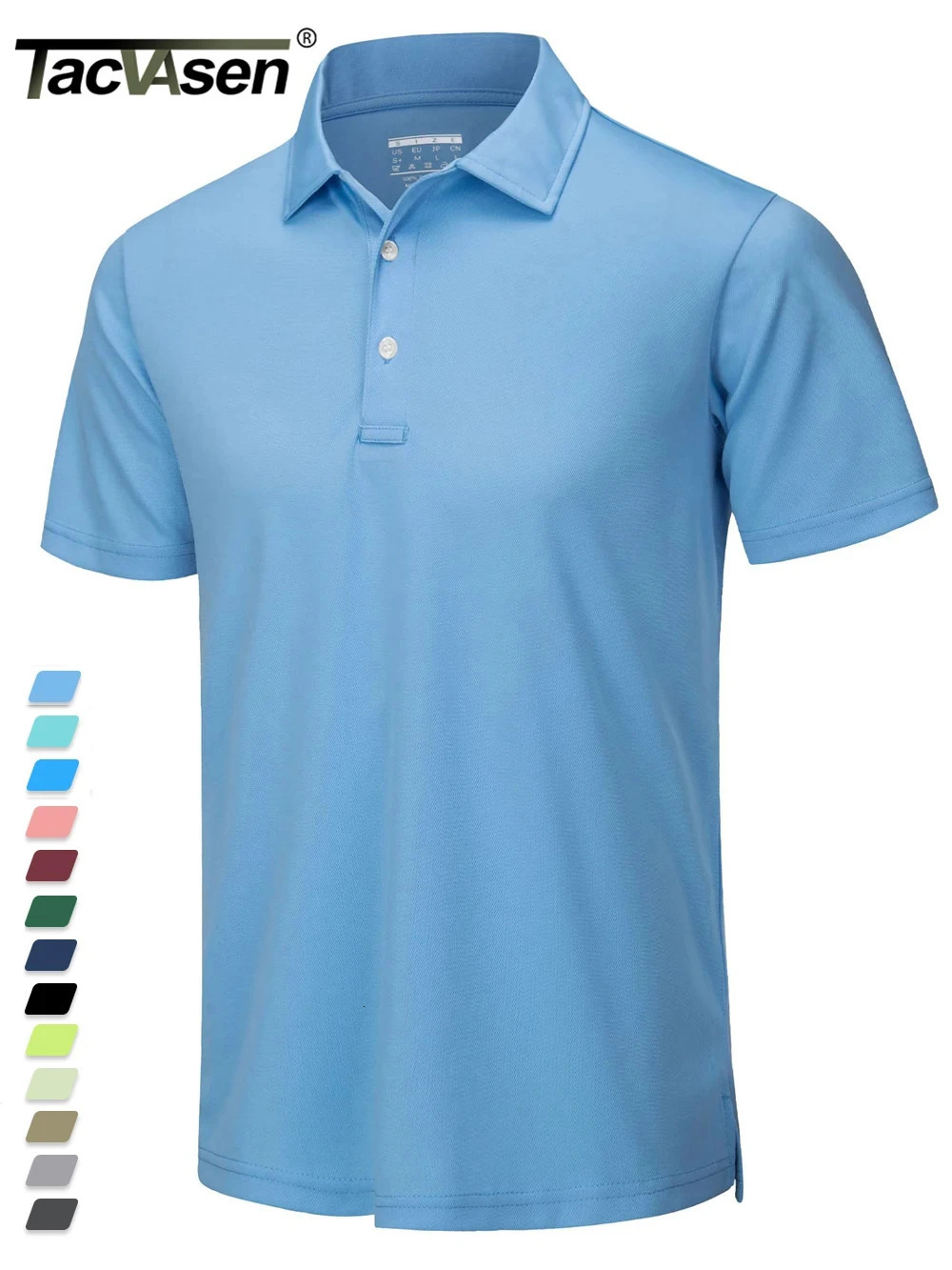 TACVASEN Summer Casual T-shirts Mens Short Sleeve Polo Shirts Button Down Work Shirts Quick Dry Tee Sports Fishing Golf Pullover 260522BJ