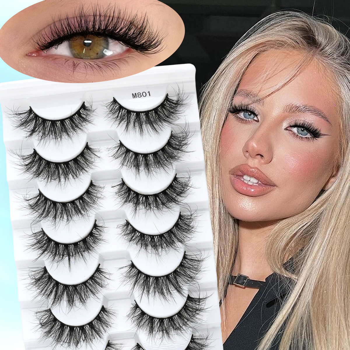 Fluffy Wispy False Eyelashes - 7 Pairs 3D Faux Mink Lashes Strip Natural Look, Handmade Reusable Eyelash Extensions Soft Lightweight Easy to Wear-image-1107142694