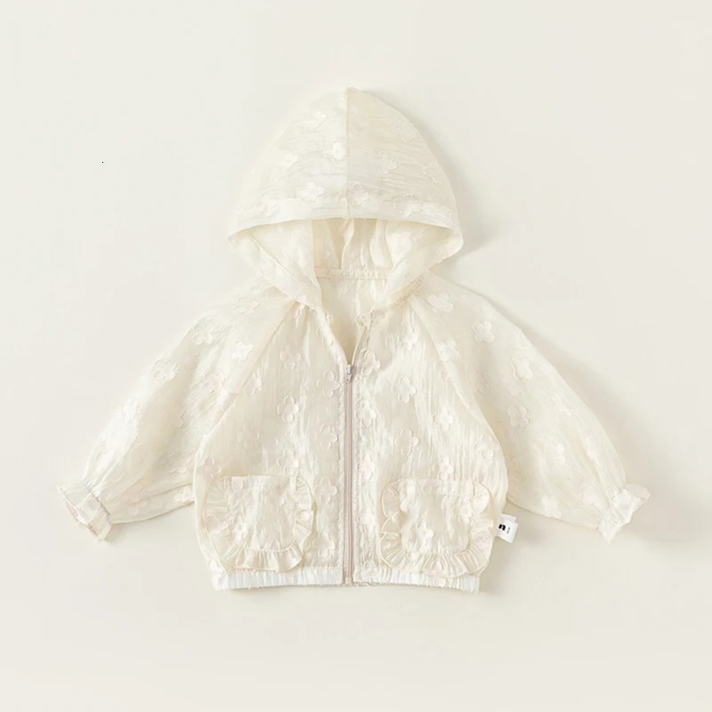 2 3 4 5 6 7 8 Years Girls Coat Spring Summer Thin Section Fashion Hooded Zipper Windbreaker Outerwear Sun Protection Clothing 260521BJ