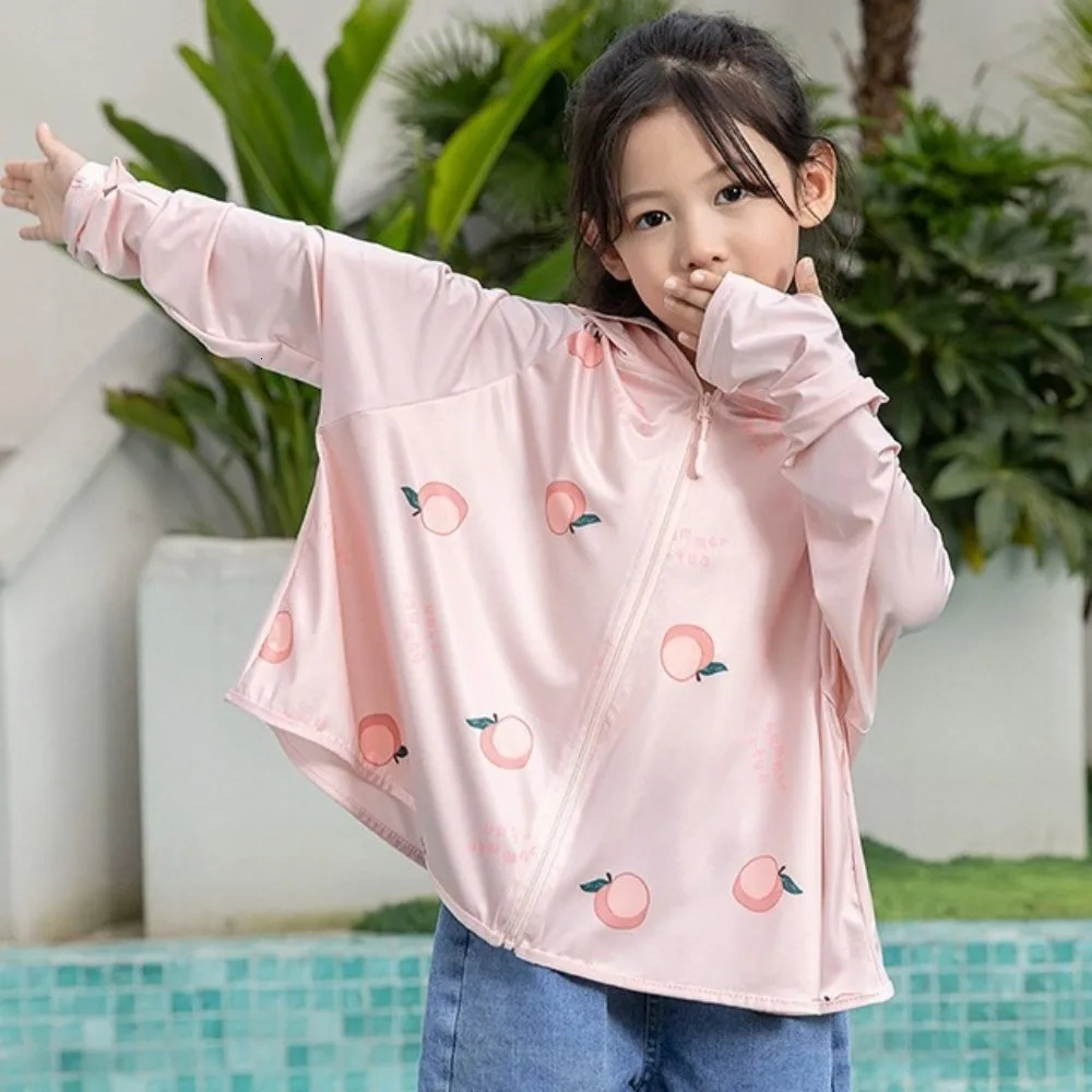 Hat Sunscreen Hoodie with Mask Veil Long Sleeve Arm Sleeves Children Sun Protection Clothing Ice Silk Thin 260521BJ