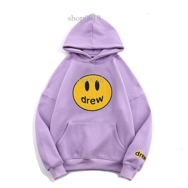 Smiley Face Drew Hoodie Letter For Women Ins Internet Celebrity Bieber Same Style Draws Men's Trendy High Street Fashion Brand Couple's Dr