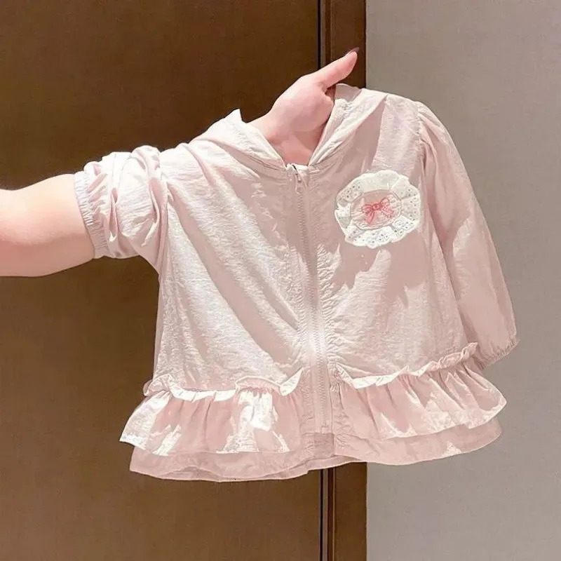 Baby Girls Summer Breathable Lightweight Hooded Sun Protection Clothing Childrens Outdoor Protective Coat 260521BJ
