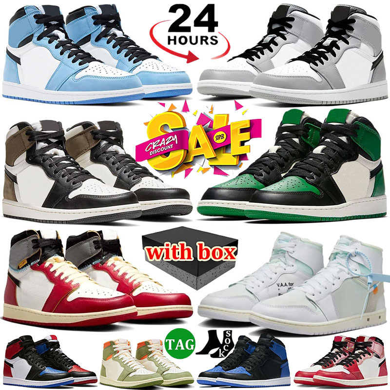 Mens 1 Basketball Shoes High 1s University Blue Leather Hyper Royal Smoke Grey Lucky Green Washed Black Pink Black White Men Women Sneakers Sport Tr