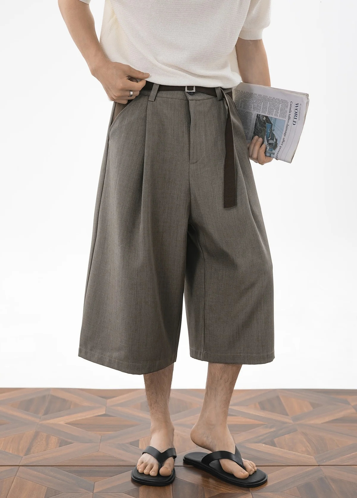 Mens SevenFifth Shorts Summer Reversible Belt American Vintage Patchwork LooseFit StraightLeg Trousers 260515BANJIA