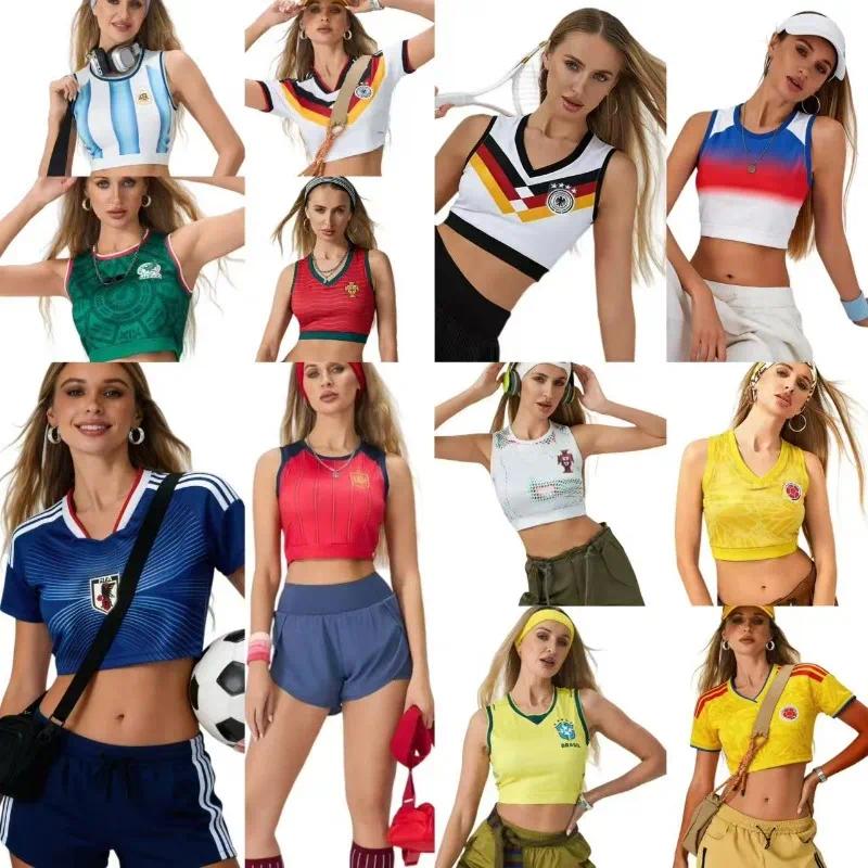 2026 Girl Tank top Soccer Jerseys world cup Portugal Argentlna Colombia Mexico Spain Germany Brazil Japan Women's football vest Shirts Yoga che