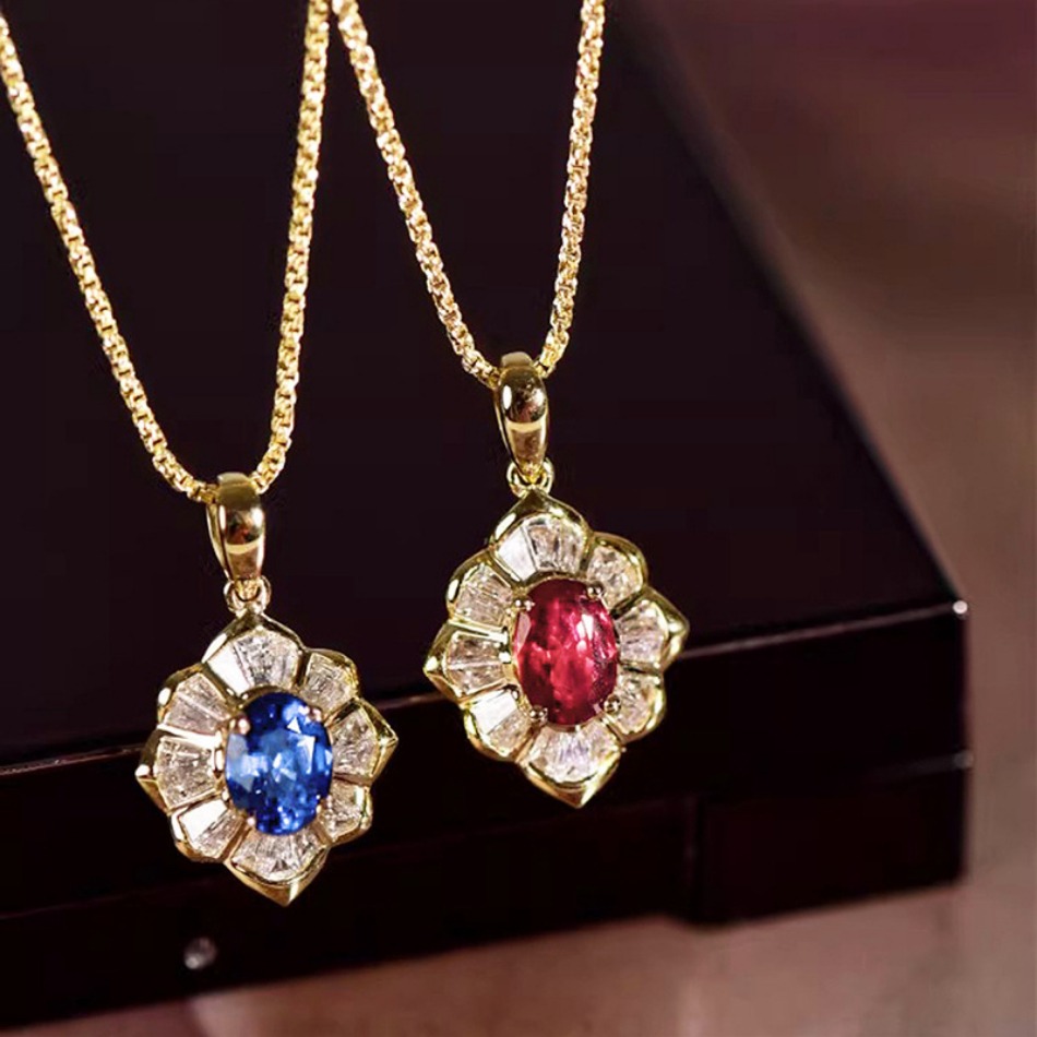 Designer Luxury Flower Pendant Necklace, Mixed CZ Zircon, Gold Plated Box Chain, Elegant Style, For Daily, Office, Party & Wedding Wear Women-image-1107373497
